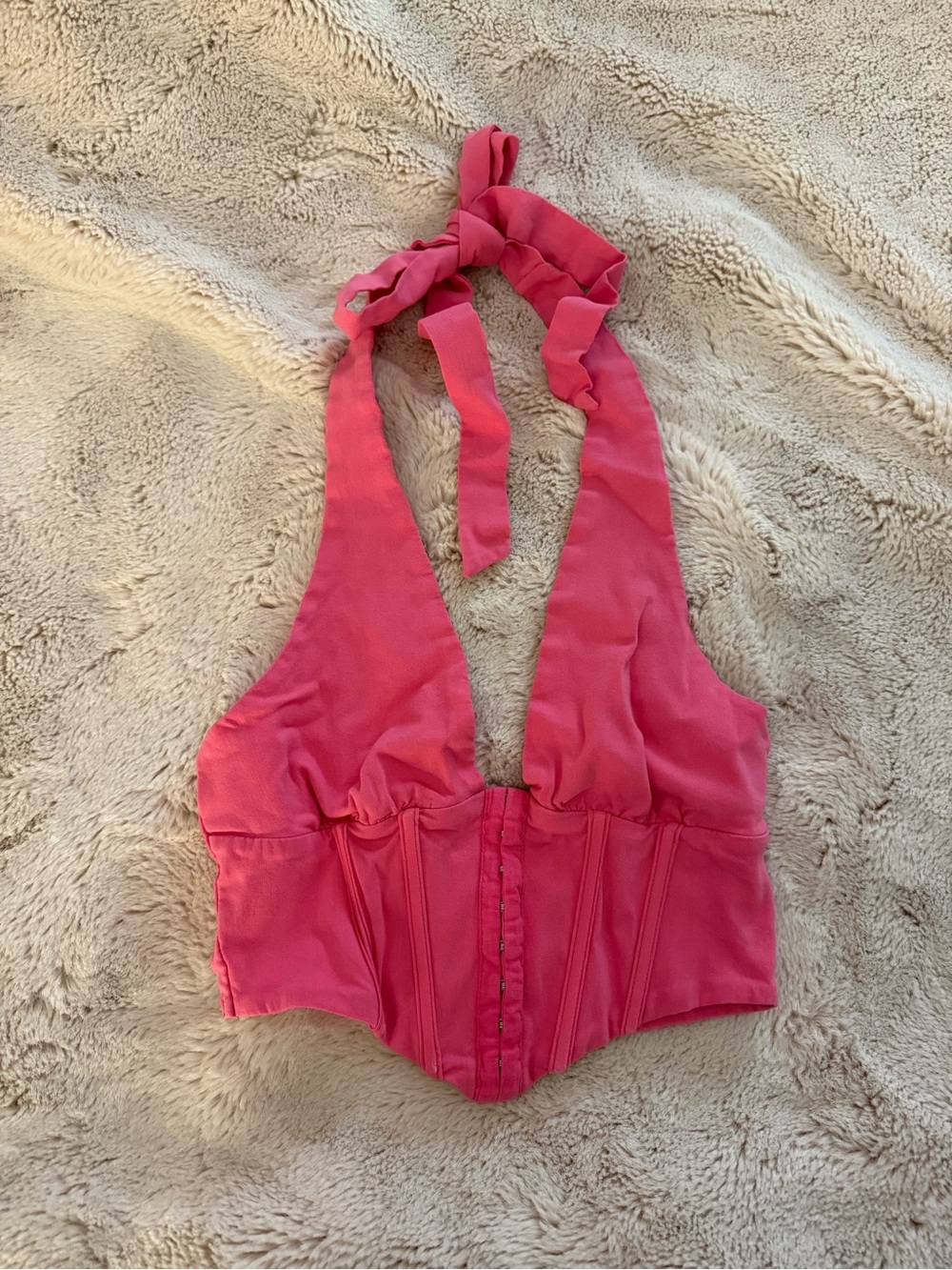 Princess Polly Hot Pink Tie Halter Corset Top